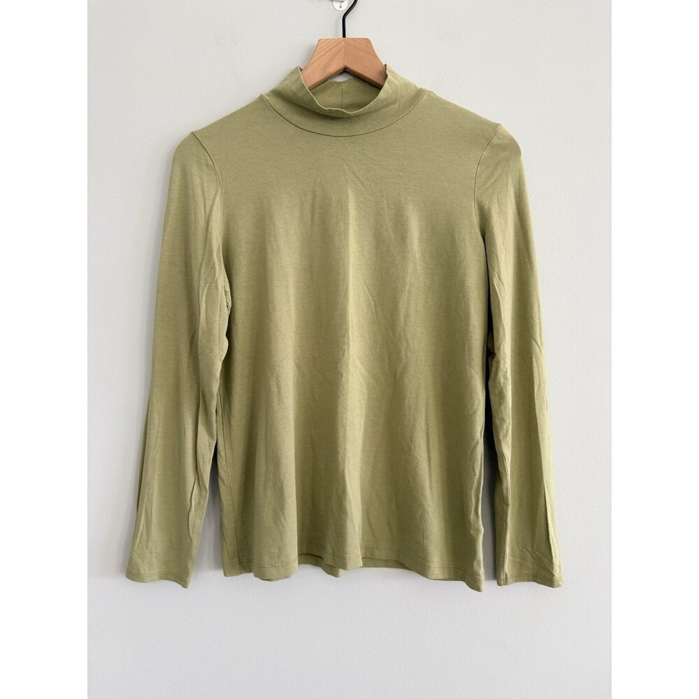 Telluride Clothing Company Top Womens Large Mock Neck Green Long Sleeve Stretch